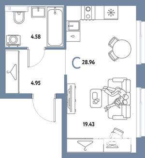 Студия квартира, строящийся дом, 29м2, 11/25 этаж