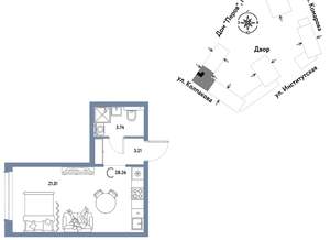 Студия квартира, вторичка, 28м2, 5/6 этаж