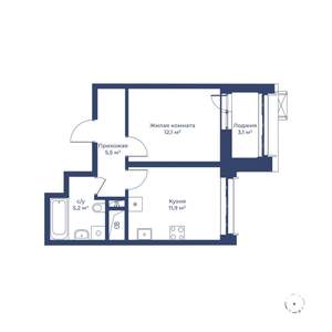 1-к квартира, строящийся дом, 36м2, 4/24 этаж