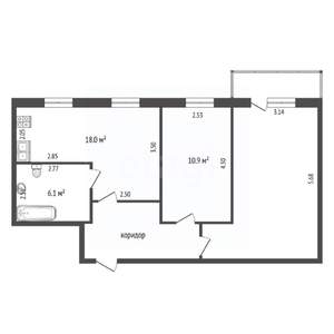 2-к квартира, вторичка, 58м2, 7/9 этаж