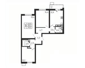 3-к квартира, вторичка, 79м2, 9/9 этаж