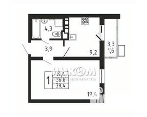 1-к квартира, вторичка, 38м2, 8/9 этаж