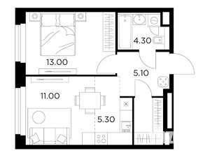 2-к квартира, вторичка, 42м2, 11/23 этаж