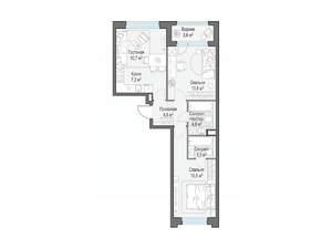 2-к квартира, строящийся дом, 60м2, 3/20 этаж