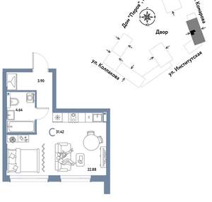 Студия квартира, вторичка, 31м2, 5/6 этаж