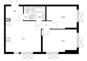 2-к квартира, вторичка, 51м2, 15/24 этаж
