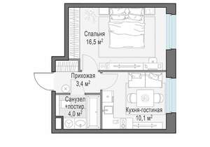 1-к квартира, строящийся дом, 34м2, 10/23 этаж