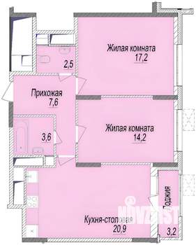 2-к квартира, вторичка, 64м2, 4/25 этаж