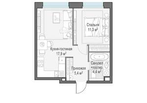 1-к квартира, строящийся дом, 39м2, 13/23 этаж