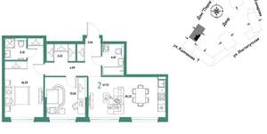 2-к квартира, вторичка, 67м2, 18/6 этаж
