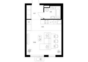 Студия квартира, вторичка, 29м2, 6/25 этаж