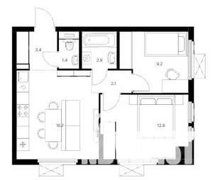 2-к квартира, вторичка, 49м2, 25/25 этаж