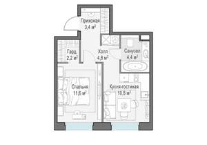 1-к квартира, строящийся дом, 37м2, 10/23 этаж