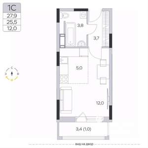 Студия квартира, вторичка, 26м2, 7/9 этаж