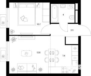 1-к квартира, вторичка, 38м2, 19/25 этаж