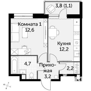 1-к квартира, вторичка, 36м2, 5/17 этаж