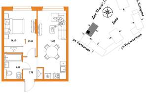 1-к квартира, вторичка, 42м2, 11/6 этаж