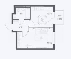 1-к квартира, вторичка, 36м2, 12/17 этаж