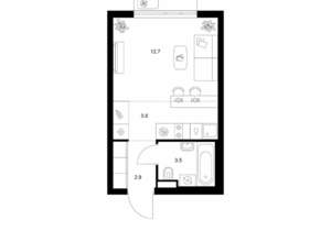 Студия квартира, вторичка, 25м2, 23/25 этаж