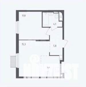 2-к квартира, вторичка, 43м2, 11/17 этаж