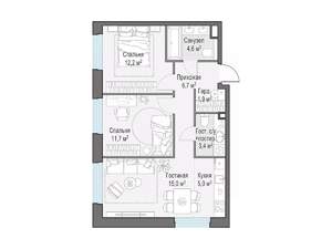 2-к квартира, вторичка, 61м2, 12/20 этаж
