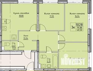 3-к квартира, вторичка, 80м2, 13/27 этаж