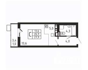 Студия квартира, вторичка, 28м2, 4/9 этаж