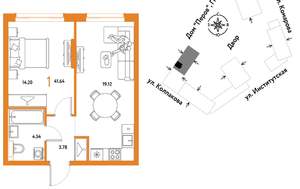 1-к квартира, вторичка, 42м2, 16/6 этаж