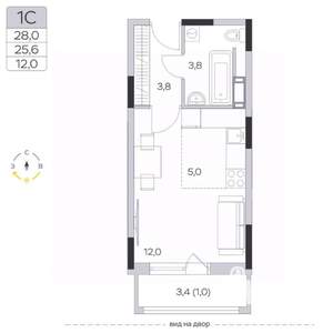 Студия квартира, строящийся дом, 26м2, 7/9 этаж