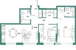 2-к квартира, вторичка, 67м2, 4/25 этаж