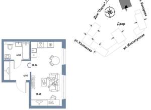 Студия квартира, вторичка, 29м2, 19/6 этаж
