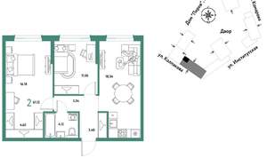 2-к квартира, вторичка, 61м2, 18/6 этаж