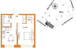 1-к квартира, вторичка, 35м2, 16/6 этаж