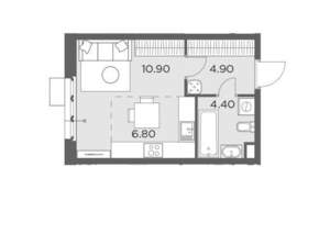 Студия квартира, вторичка, 27м2, 10/17 этаж