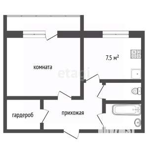 1-к квартира, вторичка, 34м2, 3/17 этаж