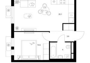 1-к квартира, вторичка, 38м2, 24/25 этаж