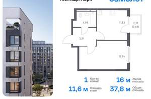 1-к квартира, вторичка, 35м2, 14/17 этаж