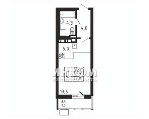 Студия квартира, вторичка, 28м2, 8/9 этаж