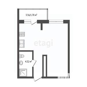 1-к квартира, вторичка, 33м2, 2/6 этаж