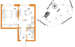 1-к квартира, вторичка, 35м2, 15/6 этаж