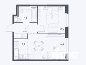1-к квартира, сданный дом, 35м2, 7/17 этаж
