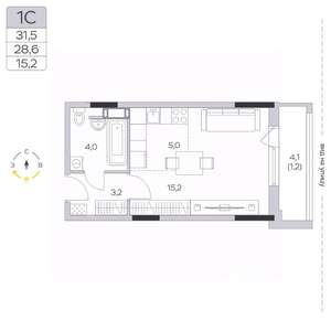 Студия квартира, строящийся дом, 29м2, 5/9 этаж