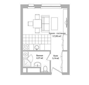 Студия квартира, вторичка, 25м2, 9/16 этаж