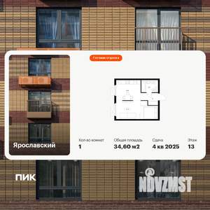 1-к квартира, вторичка, 35м2, 13/25 этаж