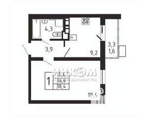 1-к квартира, вторичка, 38м2, 9/9 этаж