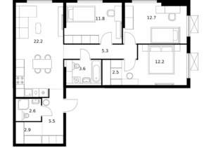 3-к квартира, вторичка, 81м2, 12/24 этаж