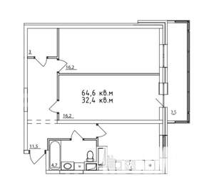 2-к квартира, вторичка, 64м2, 7/10 этаж
