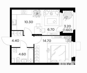 2-к квартира, вторичка, 42м2, 11/19 этаж
