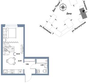 Студия квартира, вторичка, 30м2, 11/6 этаж
