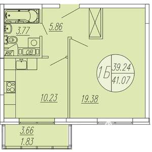 1-к квартира, вторичка, 41м2, 3/4 этаж